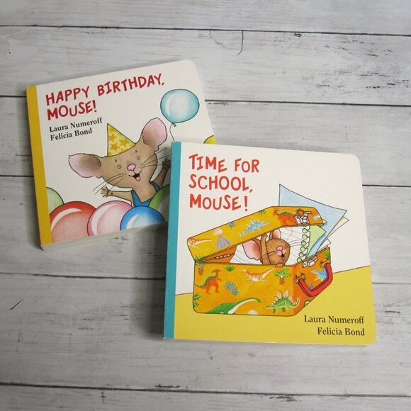 Time for School Mouse Happy Birthday Mouse Lot Infant Kids Board Book Numeroff - Picture 2 of 4
